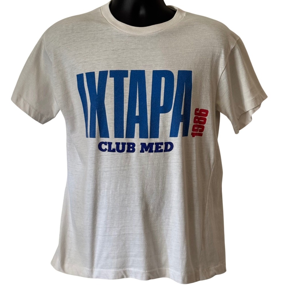 Vintage 1986 Club Med Ixtapa Mexico T-Shirt White Single Stitch